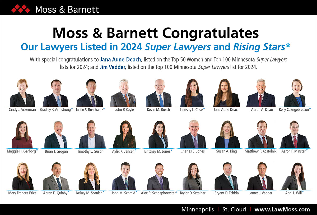 Moss & Barnett 2024 Minnesota Super Lawyers and Rising Stars